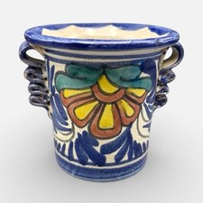 Vintage Mexican Talavera Pottery Planter Cachepot 4” Flower Pot