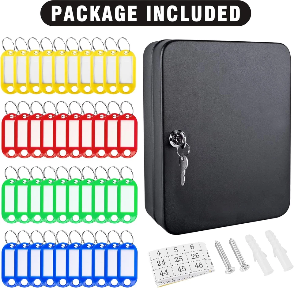 Key Cabinet Wall Mount, 48 Hooks & Tags, Storage Key Lock Box, Steel Security Lo - Image 4 of 4