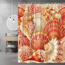 Seashell Shower Curtain Coral Reef Ocean Print