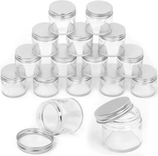 15 Packs 2 oz 60ML Transparent Glass Jar W/ Silver Lid Assortment Kit Round