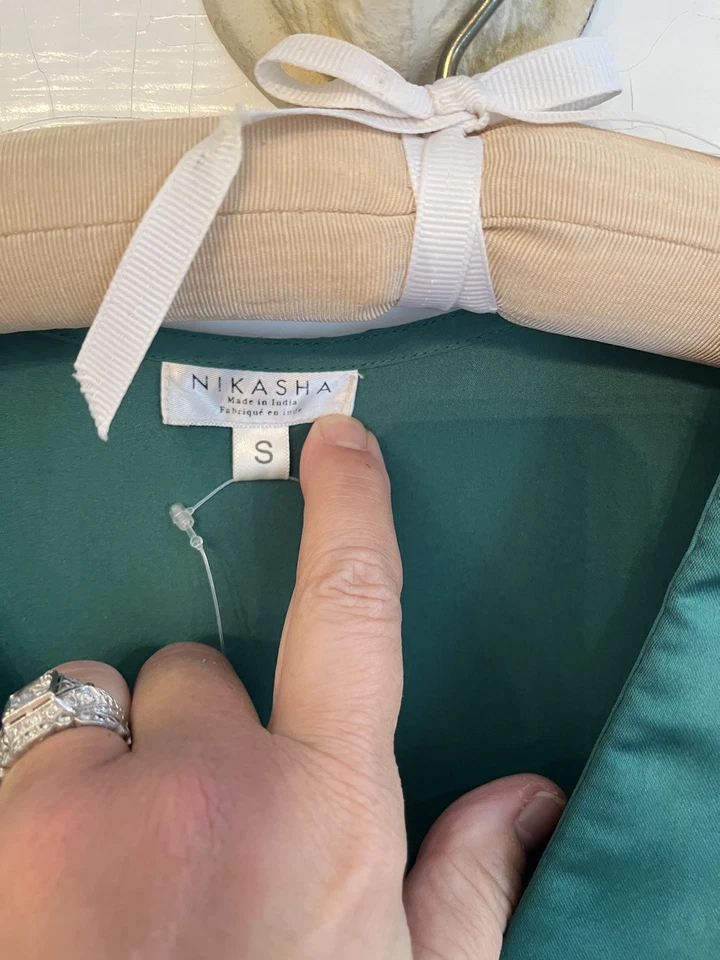 $260 Anthropologie  Nikasha Embroidered Satin Dress SIZE S new with tag - Image 4 of 4