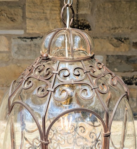 Large Murano Wire Cage Blown Glass Lantern - Picture 4 of 9