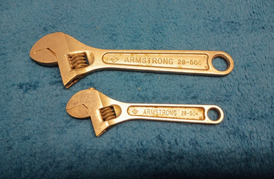 Armstrong 6 inch & 4 inch  Crescent Style Adj Wrench No 28-504 and 28-506 USA.
