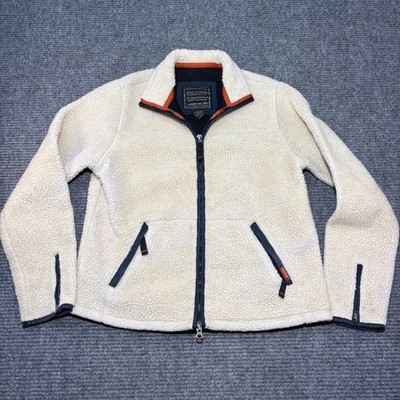 Abercrombie Mens Sherpa Fleece Jacket Cream Full Zip Deep Pile Vintage Large