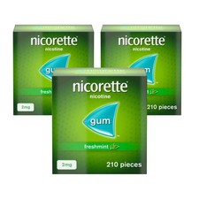 Image of Nicorette 2mg Freshmint Gum 210 Pieces x 3 Nicotine Replacement for Smoking