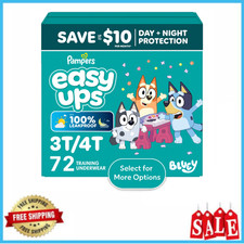 Pampers Easy Ups Training Pants Size 3T-4T 32-40lbs Bluey Potty Underwear 72 Ct