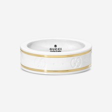 Gucci Icon Thin Band 18kt Yellow Gold and Zirconia Ring YBC3259640010 MSRP 770