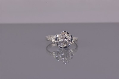 Sterling Silver 10mm Dimensional Diamond Cut Rose Flower Band Ring 925 Sz: 7