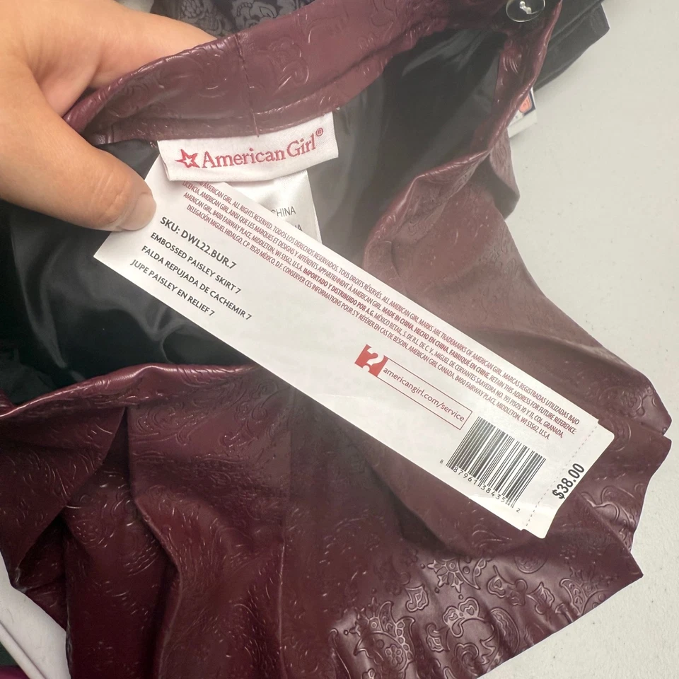 American Girl 压花皮裙 尺寸 7 Tenney 人造佩斯利内衬装扮 — 第 4/4 张图片