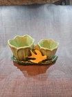 1949 McCoy Double Vase  Green Tulip Pot ~YELLOW BIRD
