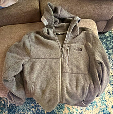 The North Face Men s Gray Fleece Full-Zip Hooded Hoodie Jacket L Zip Pockets