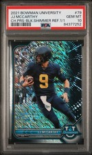 2021 Bowman University Chrome JJ McCarthy Black Shimmer Refractor #1/1 PSA 10