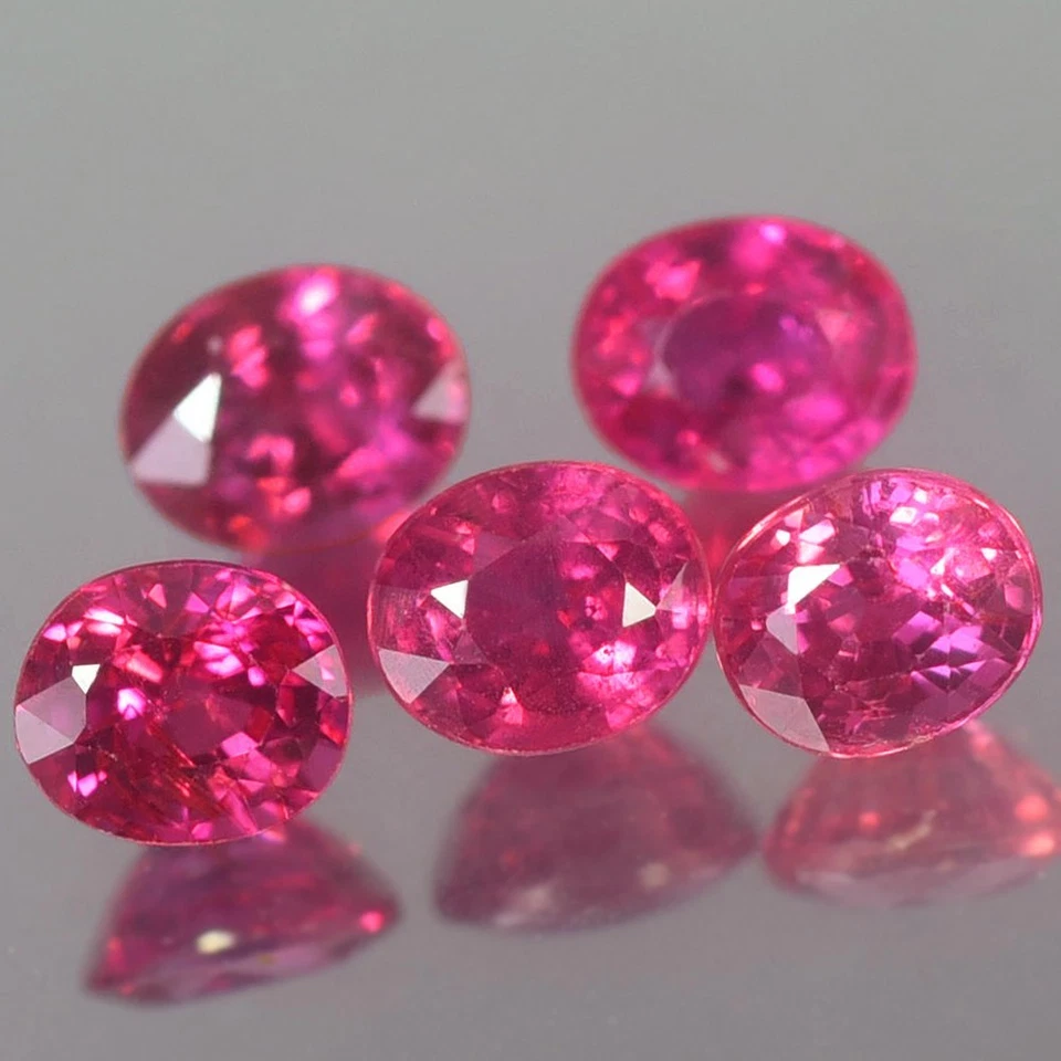 1.62CT CHARMING VVS-VS 5PCS UNHEATED OVAL PINKISH RED RUBY NATURAL - Image 2 of 3