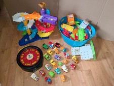 Large Lot Vtech Smart Wheels Action Vehicles, Playset, Carry Case, Tracks &More