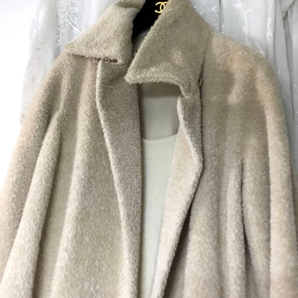 Max Mara Teddy Bear Coat Size 36 Long Beige Angora Wool Blend Non-Functioning - Image 3 of 4