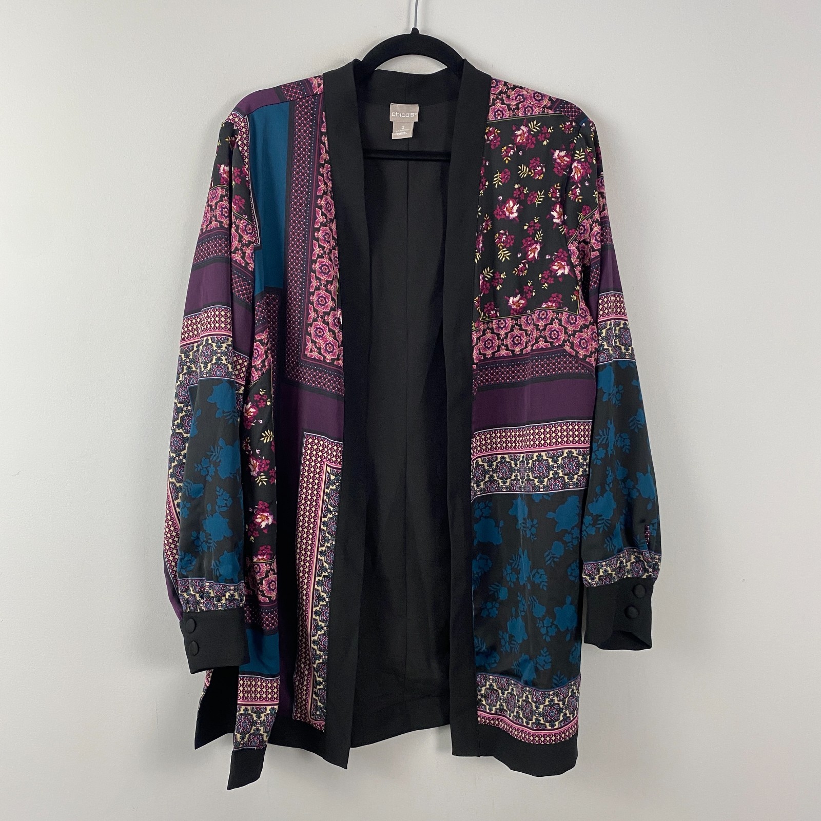 Chicos Patchwork Open Front Jacket Size US Large … - image 1