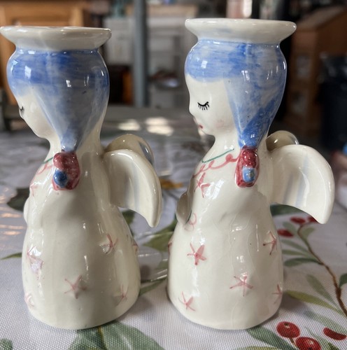 Vintage Nymolle Ceramic Angel Figurine Candle Holders Made in Denmark - Picture 2 of 6