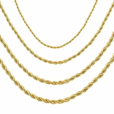 Kette Gold 24 Karat vergoldet Kordelkette Damen Herren 2,3,4,5 mm K6067D1 - Bild 1 von 4