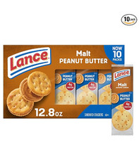 Lance Sandwich Crackers Malt with Peanut Butter 10 Individually Wrapped Packs 6