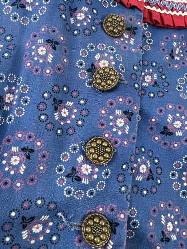Maxi abito vintage Prairie Cottagecore blu pizzo floreale Cottagecore modesto - Foto 12 di 15