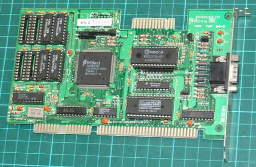 Trident TVGA8900C 512K 16-bit ISA VGA card for 286 386 486 vintage computer - 第 1/3 張圖片