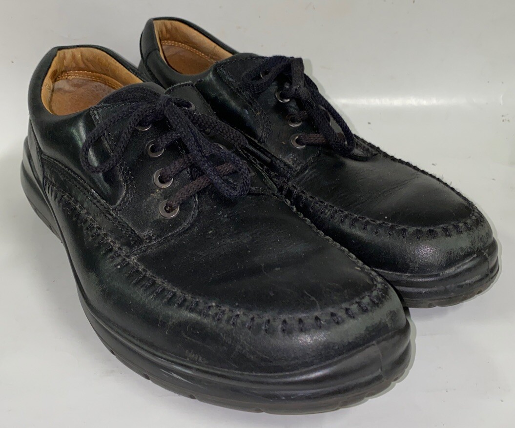 Ecco Mens Black Leather Lace Up Comfort Shoes Size 46 EUR 12 