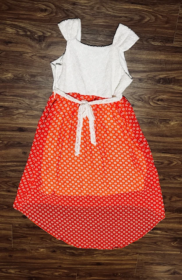 Vestido Ediciones Raras Niña Grande Alto Bajo Beige y Naranja Niños Talla 8-16 años Foto 4 de 4