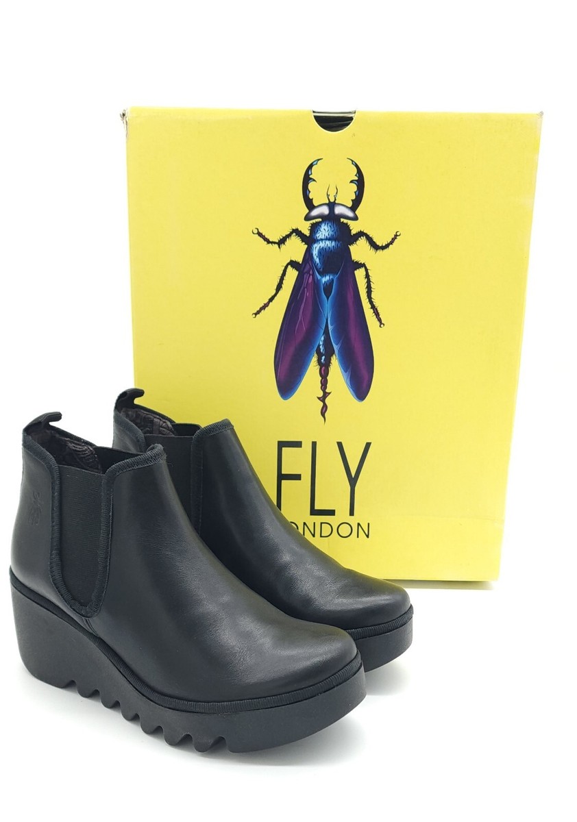 (取寄) フライロンドン レディース BYNE349FLY FLY LONDON women BYNE349FLY Black Arkensas FLY London Womens Byne349Fly Arkansas Black Leather Chelsea Ankle