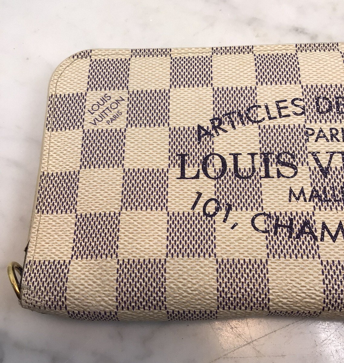 Genuine LOUIS VUITTON Damier Azur Portefeuille Insolite Long