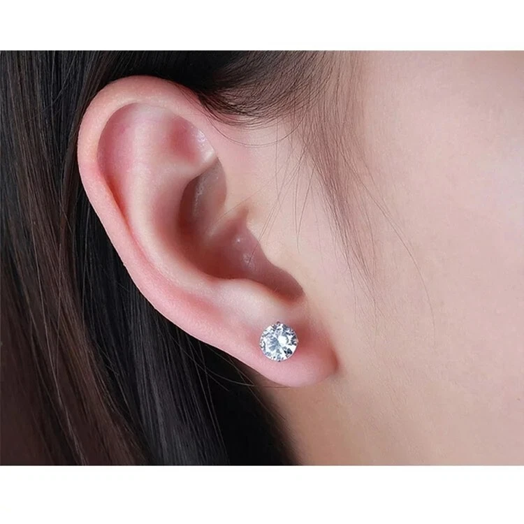 ORECCHINI DA UOMO DONNA CON BRILLANTINO ZIRCONI PUNTO LUCE in ACCIAIO INOX - Immagine 4 di 4