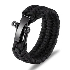 Men's Outdoor Camping Survival Parachute Rope Paracord Bracelet Stainless Steel
