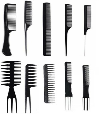 10 STÜCK HOCHWERTIGES HAARSTYLING KAMM SET PROFI SCHWARZ BÜRSTE FRISEURE