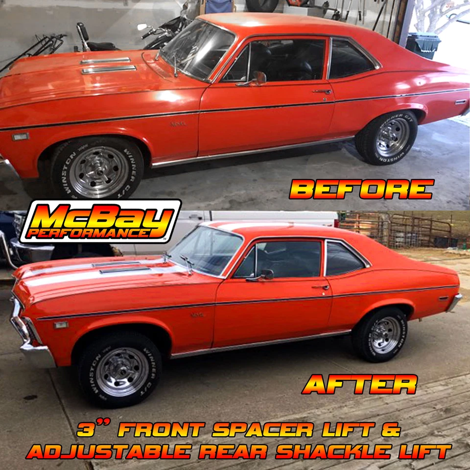 4 Position 1"-4" Rear Adjustable Shackle Lift Kit Camaro Firebird Nova Made USA - Image 3 of 4