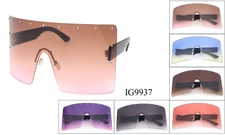 7*3.5" Huge One Piece Lens Oversized Square Rimless Fashion Sunglasses for Women