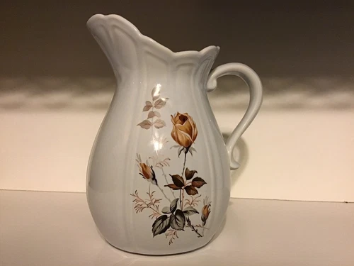 McCoy Pottery Pitcher Vase Roses Leaves Vintage