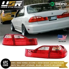 DEPO Euro Style Red/Clear LED Tail Light For 2001-2002 Honda Accord 4 Door Sedan