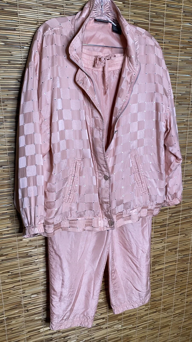 Vintage Mureli Women's Silk Jacket & Pants Pink Silver