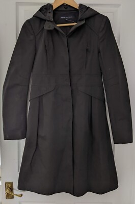 Ladies Womens Girls Black Hooded French Connection Coat Jacket