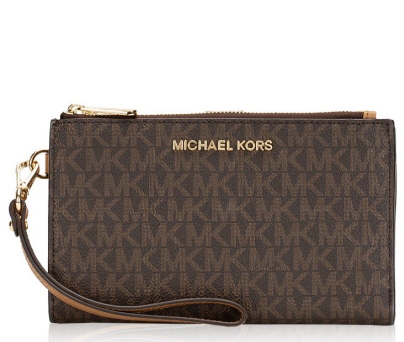 MICHAEL KORS ブラウン バッグ　財布　セット Michael Kors MK Jet Set Travel Large Double Zip Wristlet Wallet