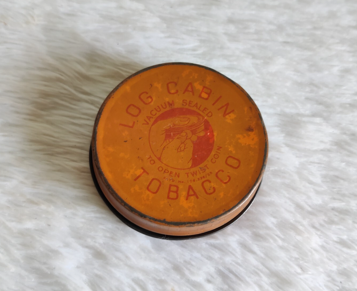log cabin fine cut tobacco tin Vintage WD HO Wills Log Cabin Flaked Gold Leaf Tobacco Advertising Tin  TIN130