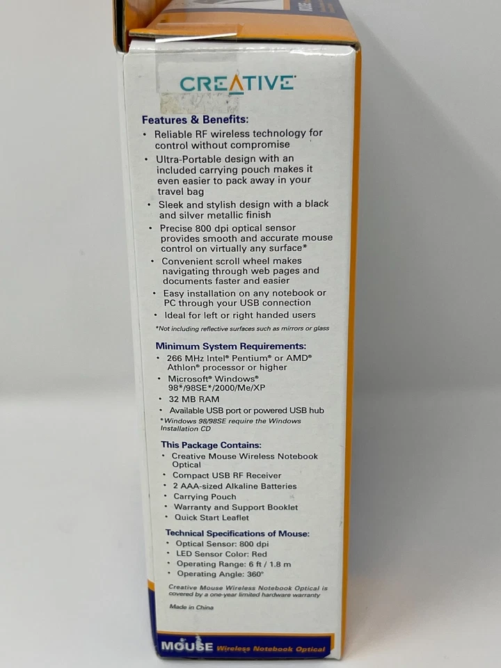 Creative Wireless Freedom Optical Precision Mouse NWU90S 800 dpi Laptop Desktop. - Image 4 of 4