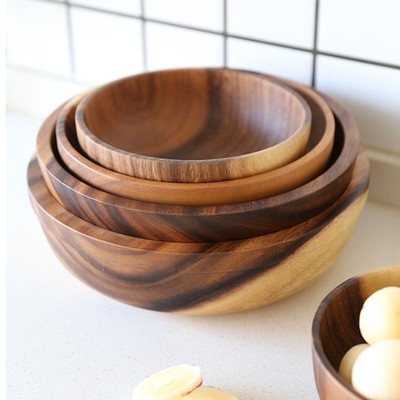 Good Grade Eco-Friendly Polishing Salad & Japanese Practical Wooden Soup Bowl al