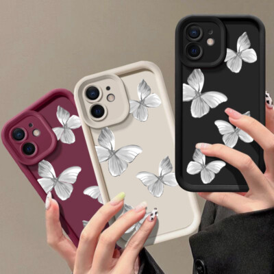 Handyhülle für iPhone 17 16 15 14 13 Pro Max Air 7 8 Schmetterling Silikon Cover