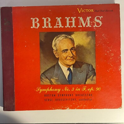 Brahms, Serge Koussevitzky    Symphony No. 3 In F, Op. 90 4 10'', 78 RPM Box