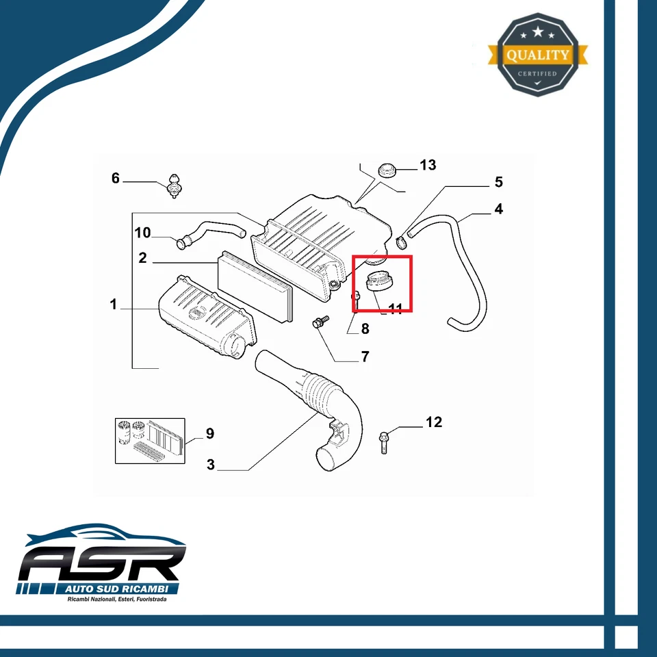 GUARNIZIONE TENUTA FILTRO ARIA 500 GRANDE PUNTO EVO PANDA 0.9 1.2 - Immagine 2 di 3