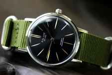 Mechanical Watch POLJOT De Luxe Ultra SLIM nylon strap Men's Vintage