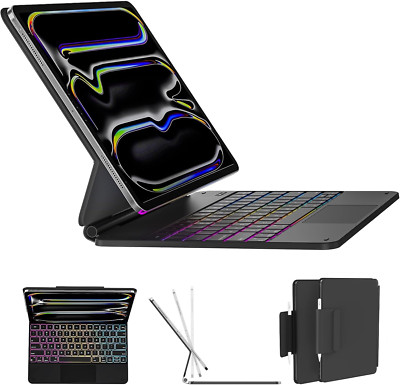 Ipad Pro 13-Inch Case 2024 with Keyboard (M4), Wireless Magnetic Floating Backli