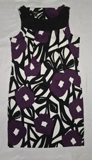 ALYX Women's Dress Sleeveless Purple Black White Abstract Floral Shift - Size 14