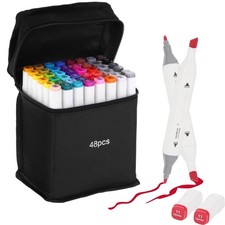 Alcohol Based Markers 48 Colors, Dual Tip Art Sketch Markers, Drawing Pens Pe...