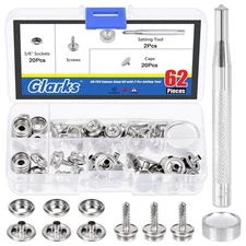 62Pcs Canvas Snap Button Kit Stainless Steel Marine Grade Canvas and Upholste...